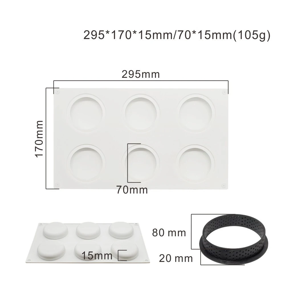 6 Полость вокруг силиконовая форма для шоколада кольцо шоколад выпечки из