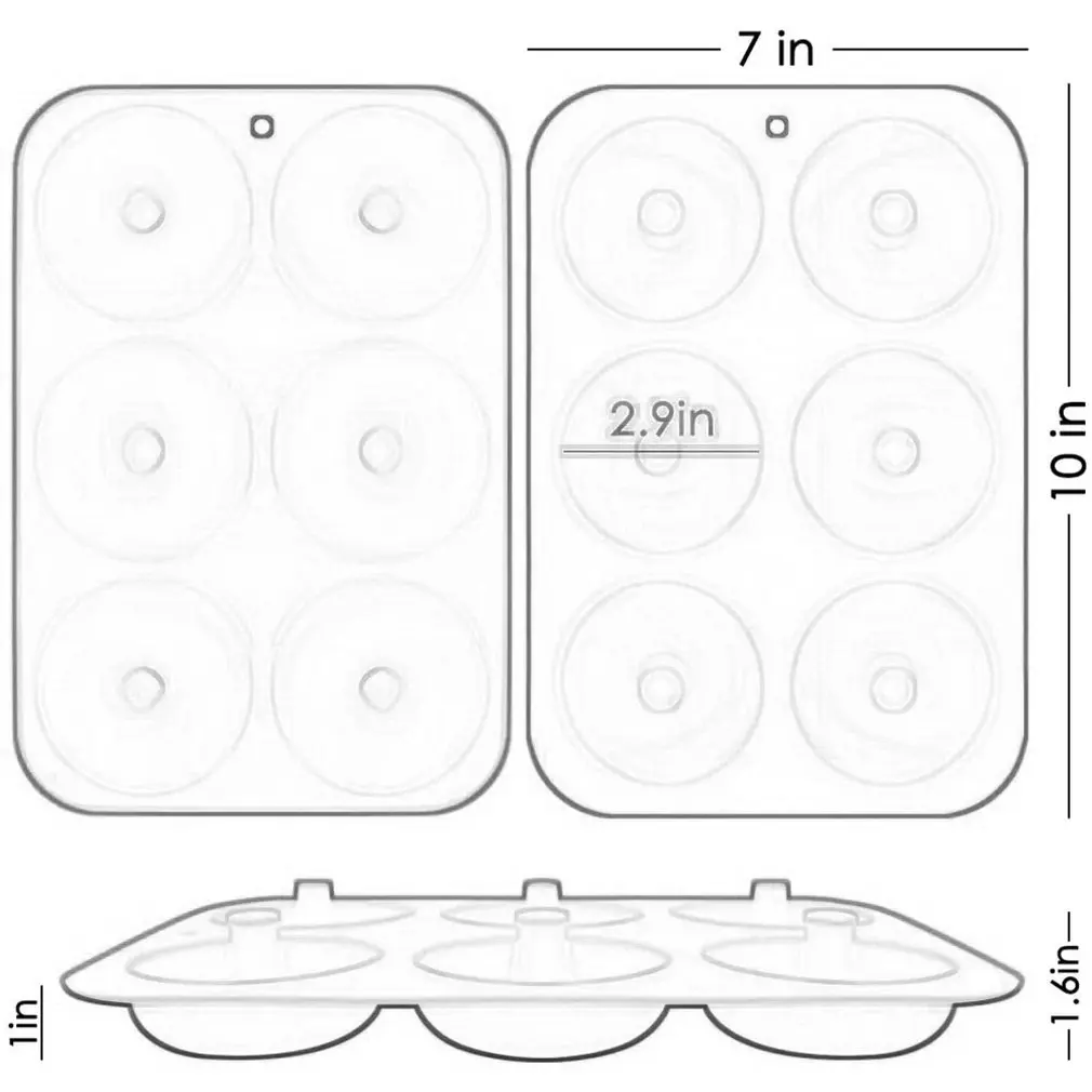 

Molds Silicone Donut Shapes 6 Non-Stick Cavity Safe Back Sheet Maker Bread Heat Resistance for Cakes