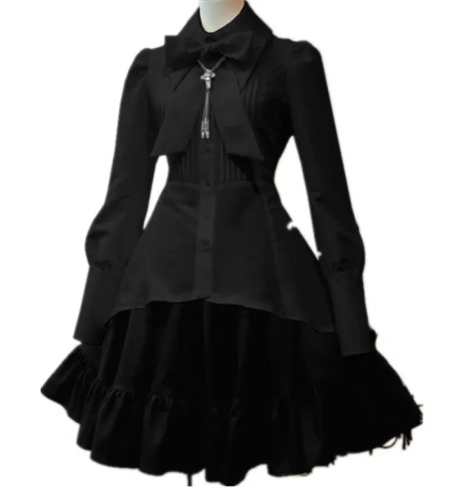 

New Ruffles Patchwork Women Dress Bowknot Lapel Long Sleeve High Waist Knee-Length Dresses Female Autumn