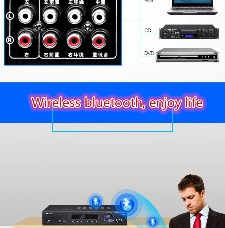 Высокая мощность 122 550 Вт/300 Вт 5,1 канальный HIFI усилитель AV Bluetooth домашний кинотеатр аудио усилитель для караоке с светодиодный дисплеем