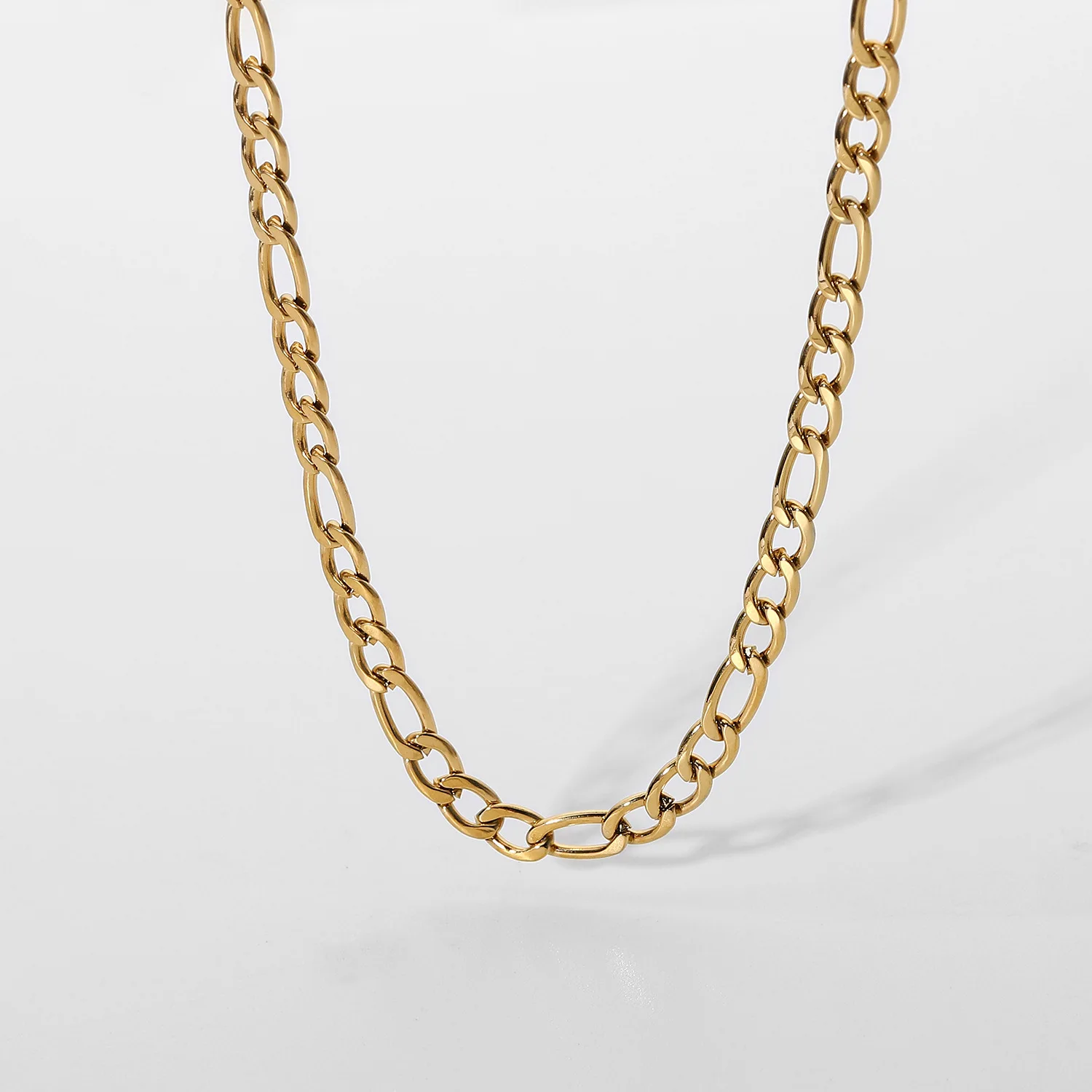 

Figaro Chain Necklace Basic Link 18k Real Gold Plate Gift Curb Cuban Stainless Steel Jewelry Kpop Free Shipping Items Wholesale