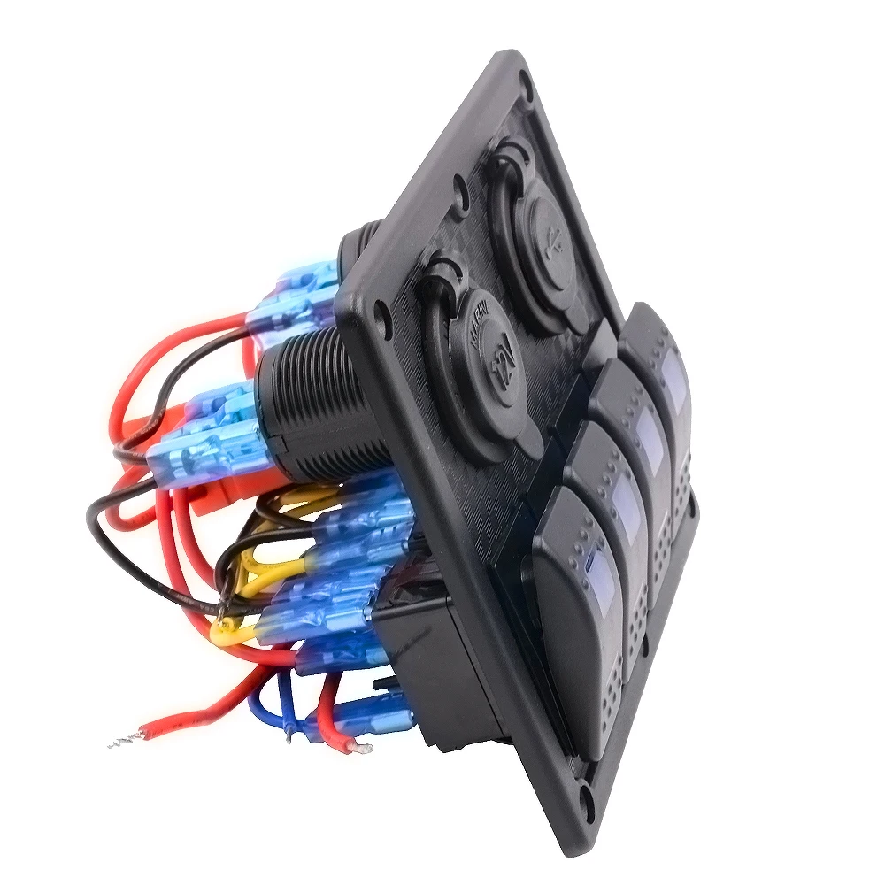 4 х клавишный кулисный выключатель для лодки двойной USB разъем прикуривателя