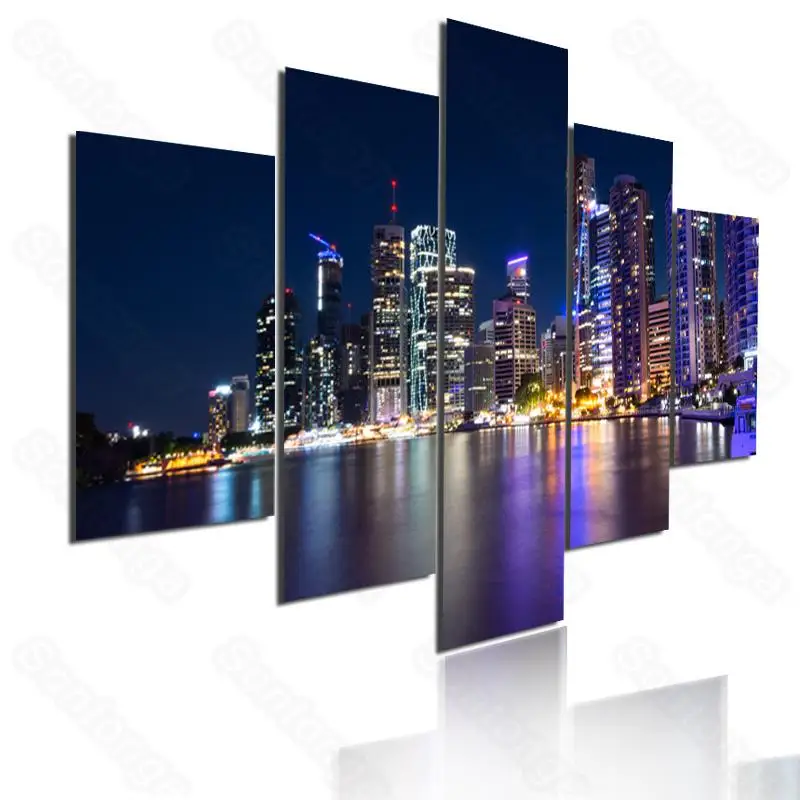 

Modern City Night View Purple Tone Dark Night Frameless Painting Simple Style Modern Home Decoration Art Poster Decoration