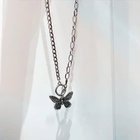 super fairy maiden european and american butterfly necklace female clavicle chain niche design retro pendant sweet