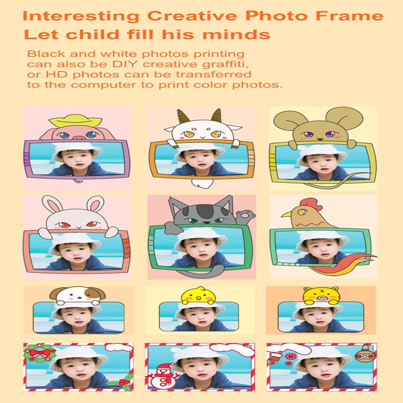 

3.0 inch Kids Instant Print Digital Camera Printer Video 1080P with Photo Paper for intax Built-in 1000mAh large-capacity batter