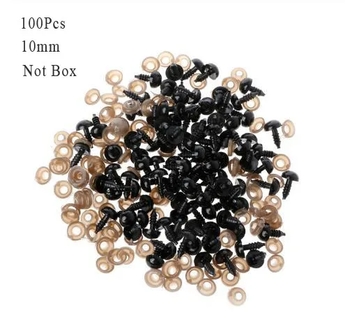 100Pcs 10mm 100 шт. на возраст от 6 до 12 лет мм черный Изделия из пластика защитные глаза для плюшевый мишка, мягкая игрушка кукла животных амигуруми DIY аксессуары GYH - Цвет: 100Pcs 10mm