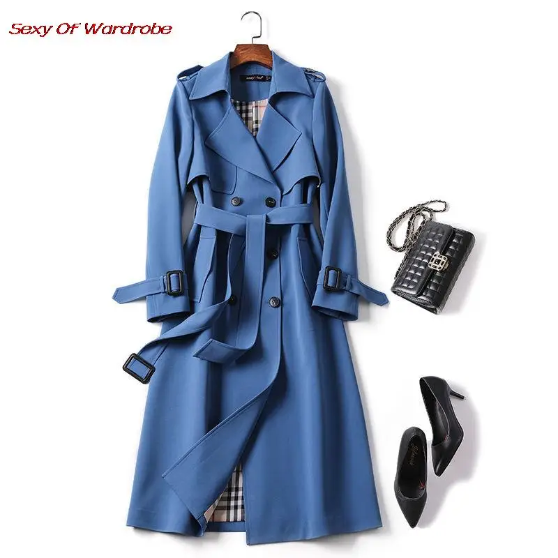 

Windbreaker Overcoat Spring 2021 Autumn Fashion Double-breasted Windbreaker Korean Style Loose Long Outerwear Casual Trench Coat