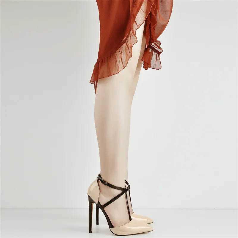 Женские туфли лодочки с Т образным ремешком onlyчайник на высоком каблуке 12 см