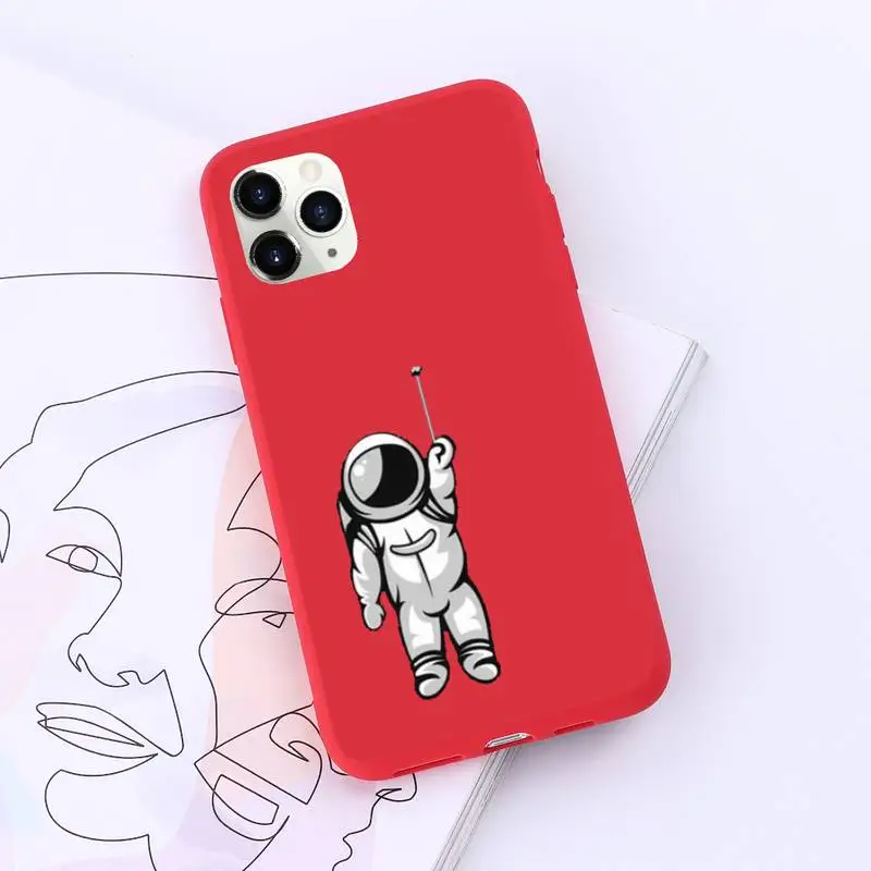 

Cute cartoon astronaut Phone Case Candy Color for iPhone 11 12 pro XS MAX 8 7 6 6S Plus X SE 2020 XR