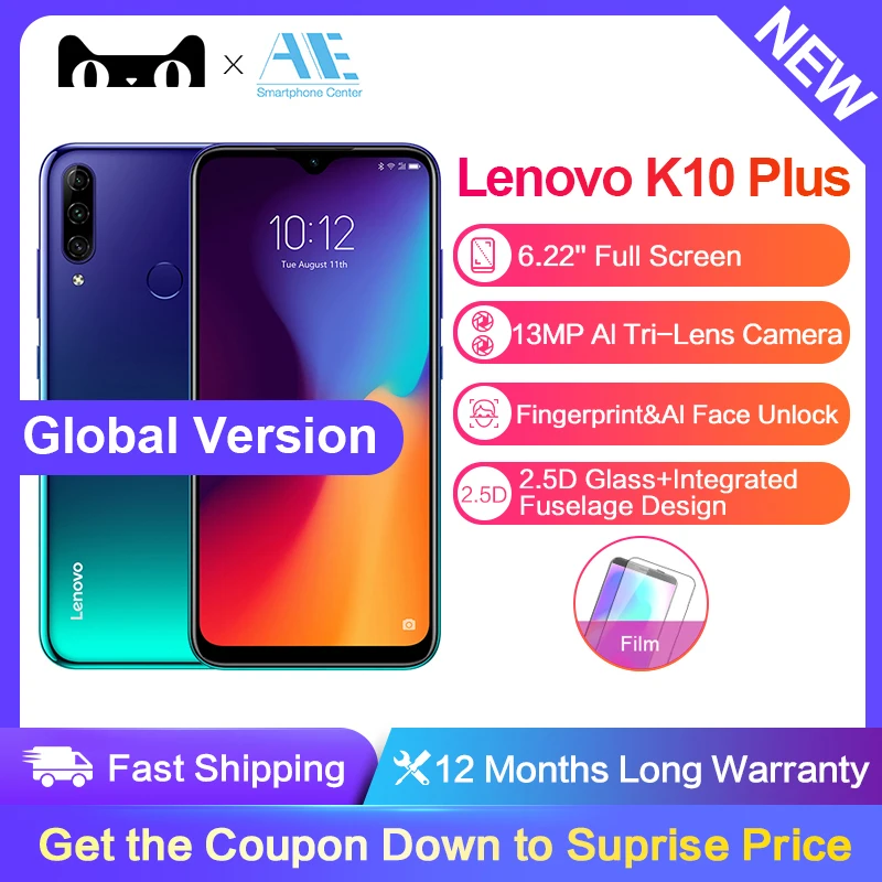 Глобальная версия lenovo K10 плюс 6 217 ''HD + в виде капли воды 3/4 ГБ Оперативная память