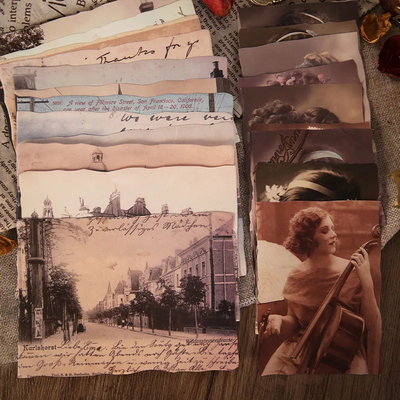 

24pcs Vintage Old Time Material Paper DIY Phone Case Decoration Diary Scrapbooking Label Sticker Stationery Journal Base Collage