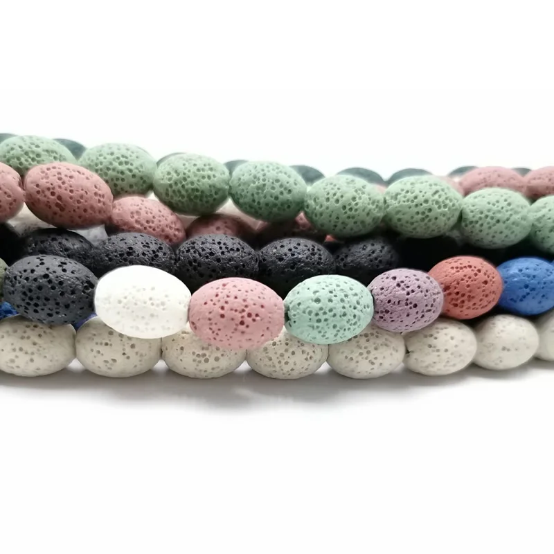 Natural Lava Rock Beads8X12/12x15mm Multi Color Volcanic Stone Loose Beads For DIY Necklace Bracelets Earring Jewelry Making