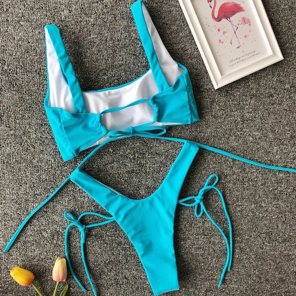 

2020 Sexy Bikini Women Swimsuit High Waist Swimwear Hot Sale new Women Split Body Swimsuit Pure Color High Waist Bandage Bikini