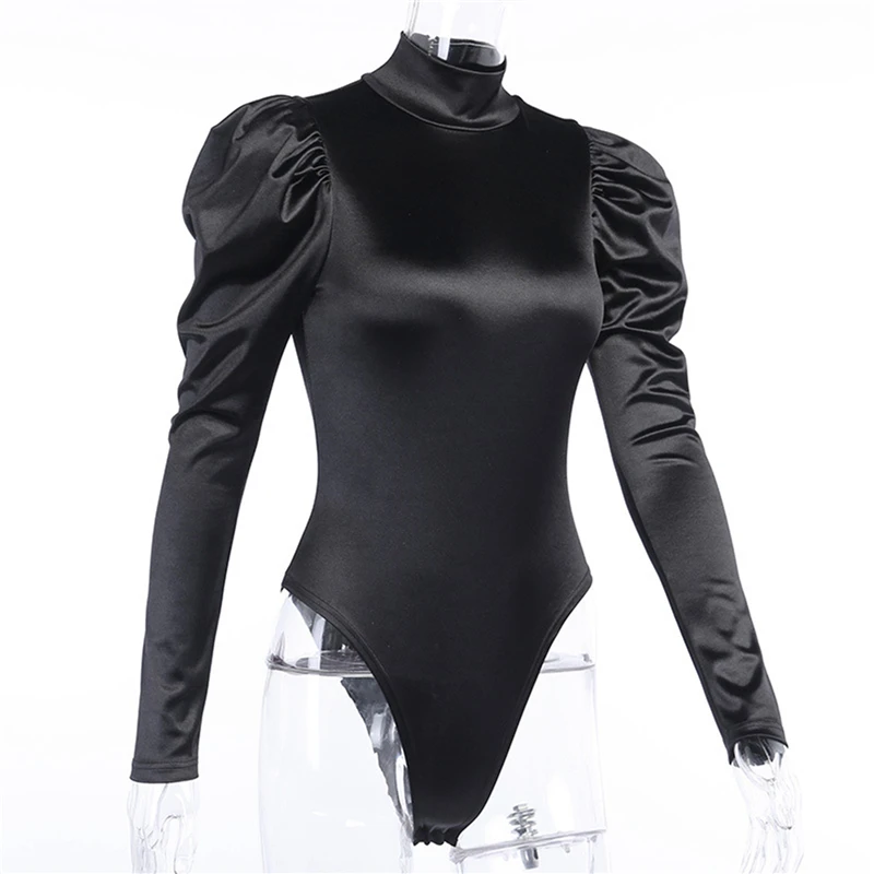 

Sexy Slimming Women Bodysuit Fashion Turtleneck Back Zipper Soft Rompers Spring Autumn Long Sleeves Female Playsuit Clubwear