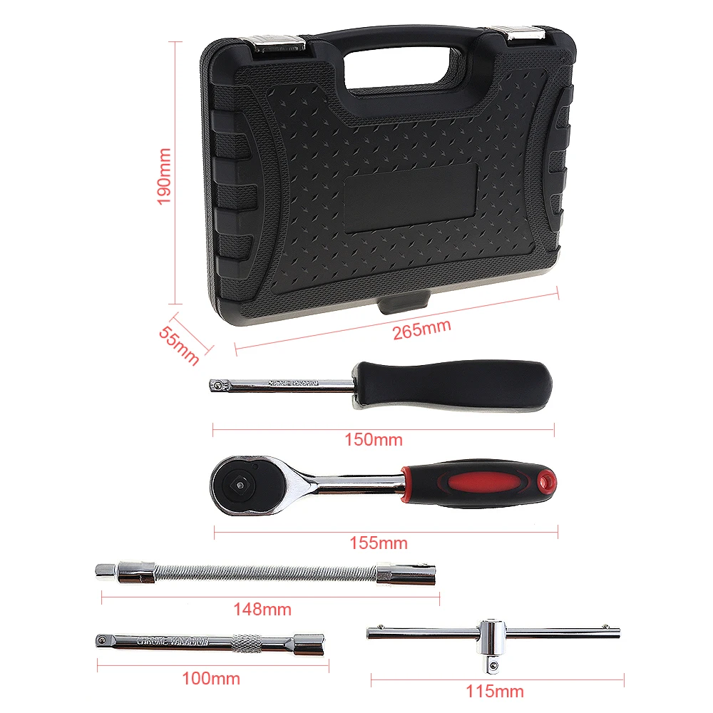

46pcs/lot Socket Set Universal Car Repair Tool Ratchet Set 1/4" Torque Wrench Combination Bit A Set Of Keys Multifunction
