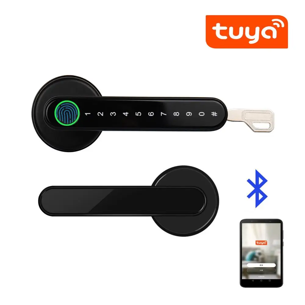 

Дверной смарт-замок Tuya Smartlife, дистанционное управление через приложение, Bluetooth, сканер отпечатков пальцев, биометрический кодовый замок