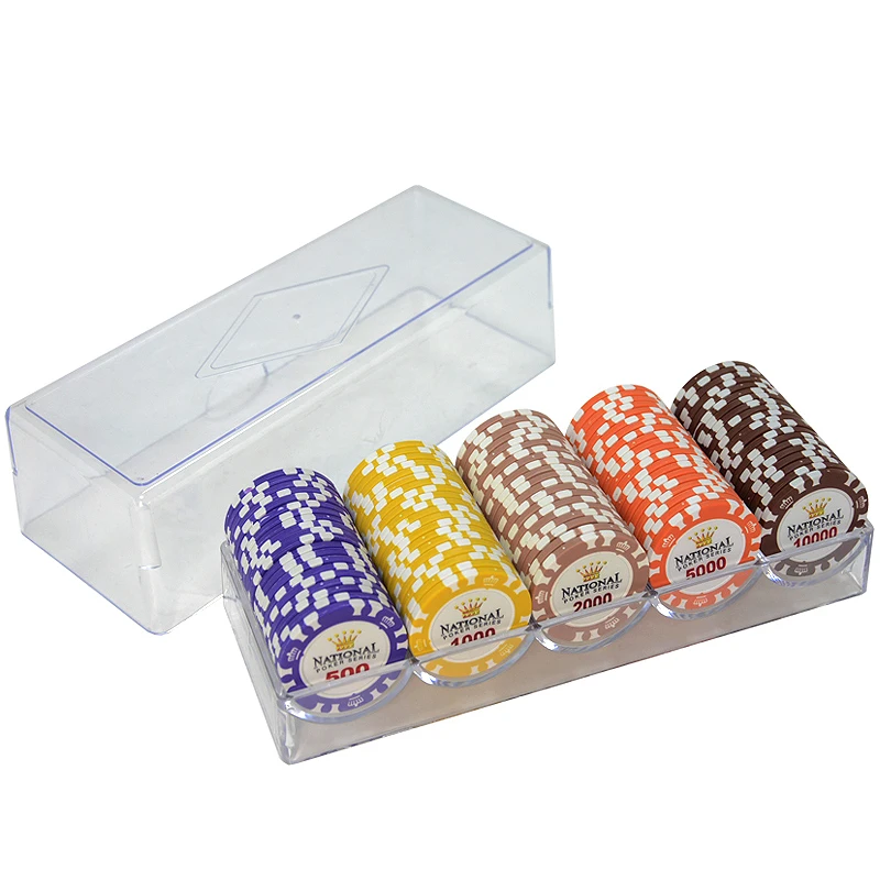 100 pcs C 600 шт/1000 шт казино Золотая Корона техасский холдем покер чип наборы баккара черный Джек покер металлические монеты с акриловой коробкой и лотками - Цвет: 100 pcs C