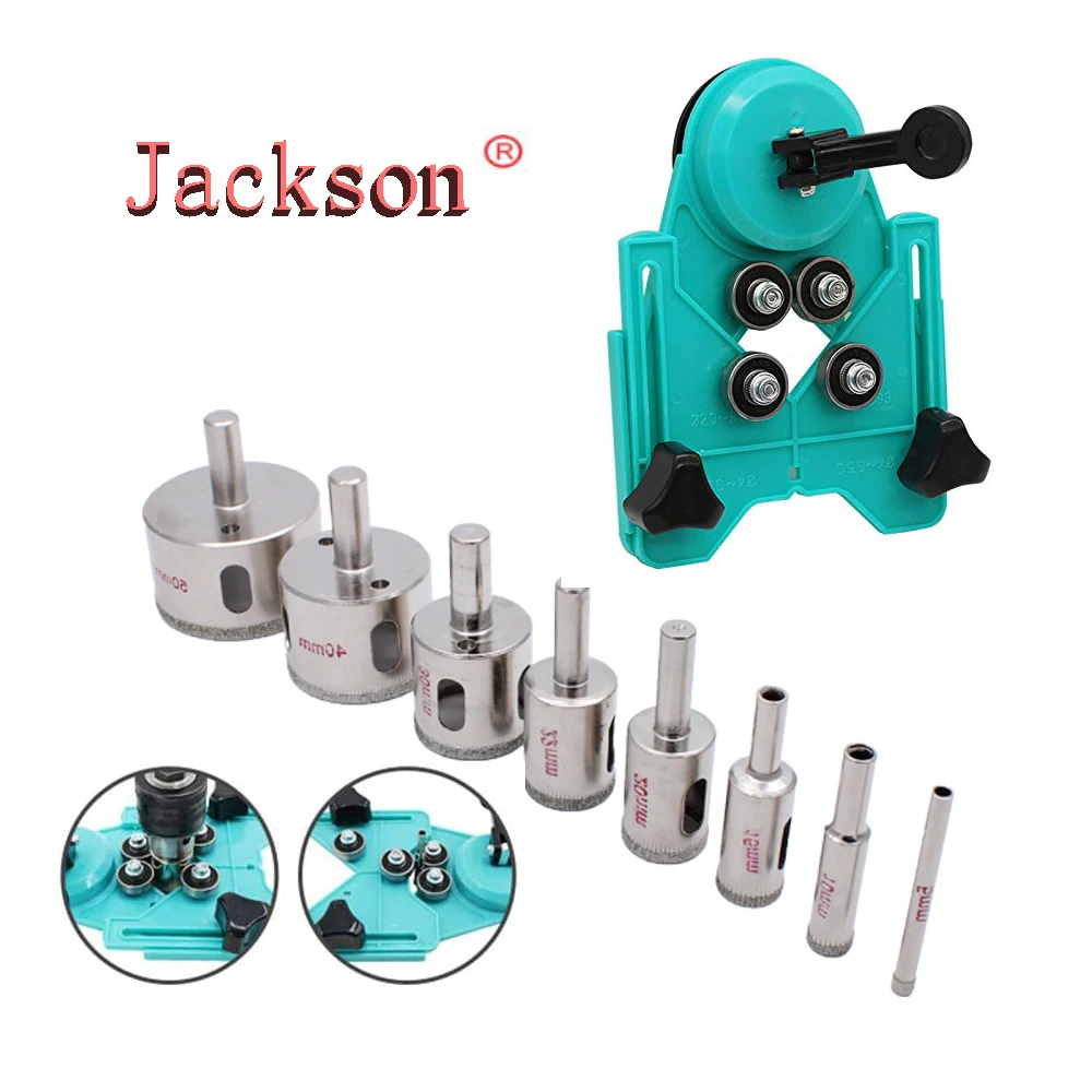 

9PC 4-83mm Tiling Drill Guide Vacuum Base Sucker with 5-50mm Diamond Coated Tile Drill Bit Tile Glass Hole Saw Openings Locator