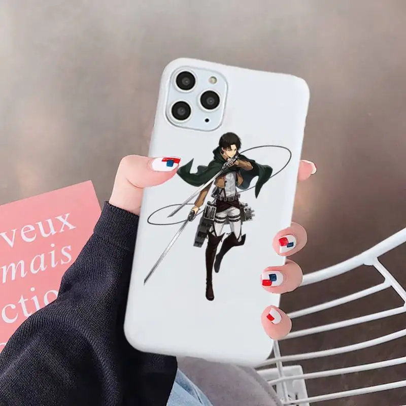 

Attack on titan Phone Case White Candy Color for iPhone 6 7 8 11 12 s mini pro X XS XR MAX Plus
