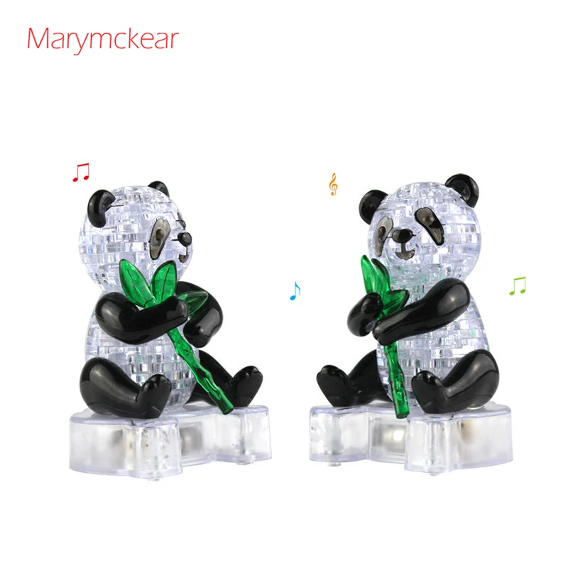 3D Кристалл Головоломка панда модель собрать набор с красочным светильник-вверх