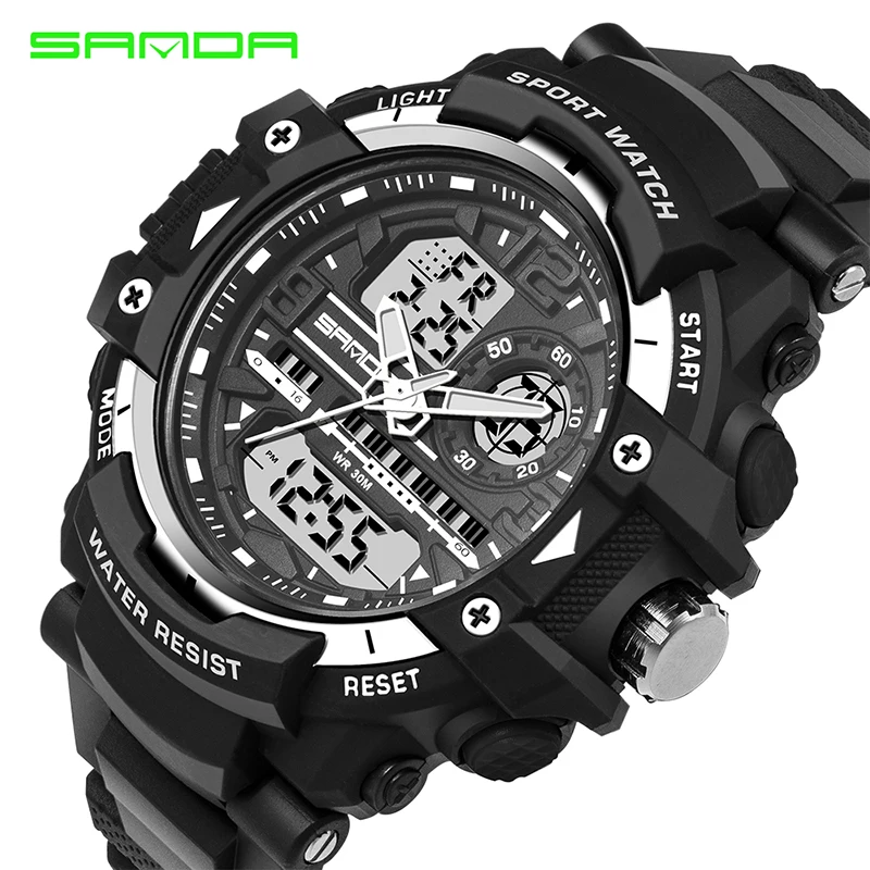 

SANDA Fashion Watches Men Sports Watches Waterproof Quartz Dual Display Watches Men Relogio Masculino horloge heren reloj hombre