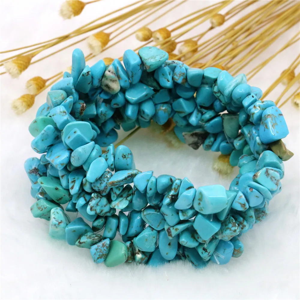 Модный Ретро браслет около 5x7 мм голубой бирюзовый гравий неправильной формы
