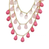 new red water drop necklace young girl multi layer clavicle chain accessories triple layer accessories
