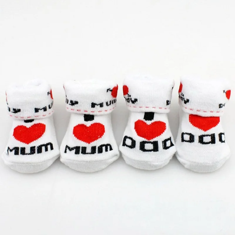 

1Pair Newborn Baby Infant Boys Girl Cotton Slip-resistant Floor Socks Love Mom/Dad Pattern Suitable 0~6 Months Toddler