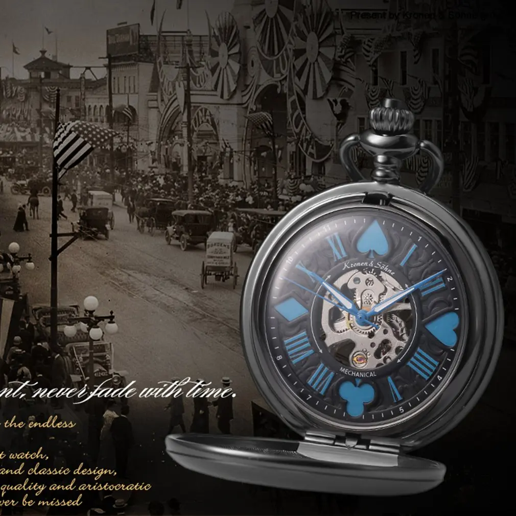 КС Скелет покерный Дизайн Золотой Охотник Механические карманные часы винтажные