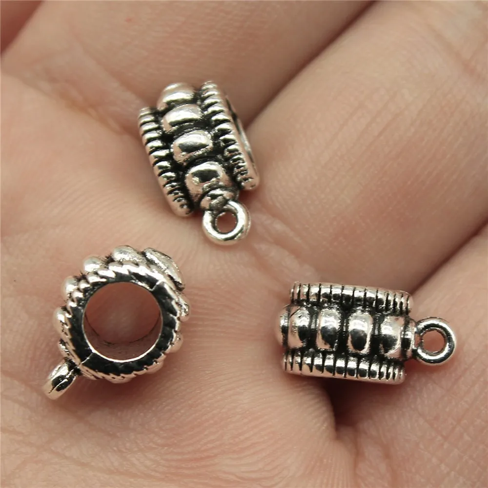 

10pcs 12x9x6mm Antique Silver Color Beads Bails For Jewelry Making B13823