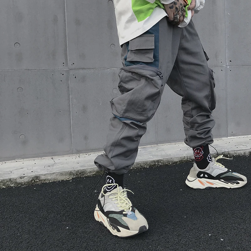 Темные значки несколько карманов брюки-карго мужские уличные штаны в стиле