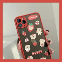Cute Clear Cartoon Strawberry Bear Korean Phone Case For iPhone 11 Pro Max Xr X Xs Max 7 8 Puls SE 2020 Cases Hard TPU Cover