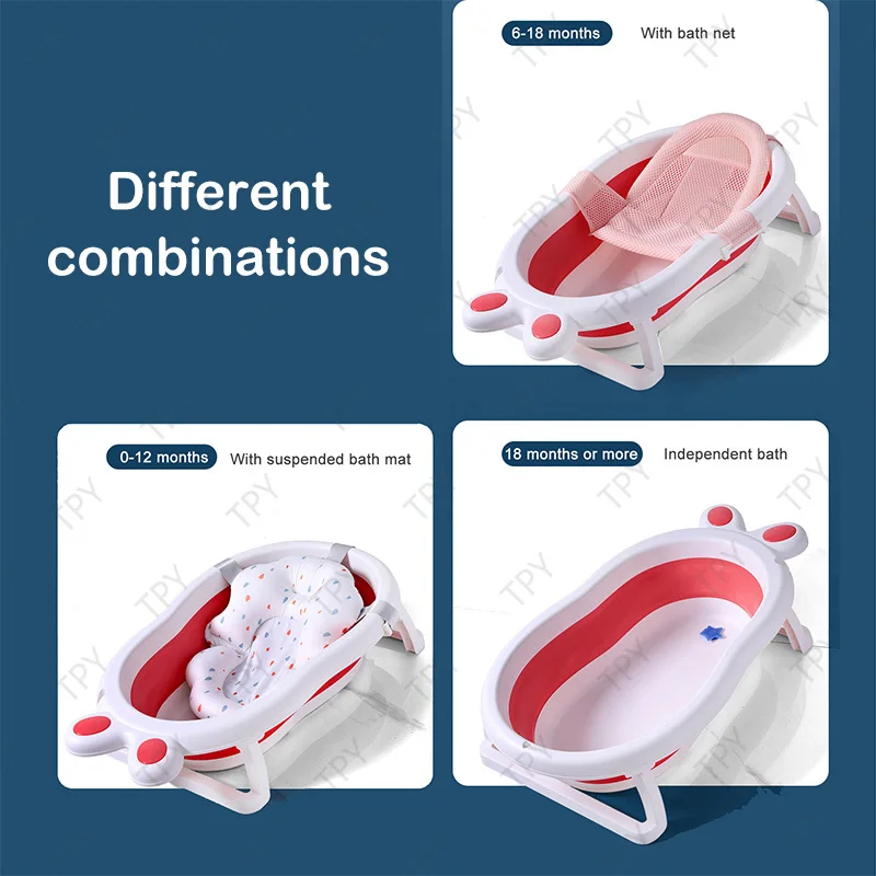 

Baby Foldable Bathtub with Cushion Newborn Collapsible Baby Bath Tub Anti-Slip Bathtub for Toddler Kids Infant 0-3 Years Olds