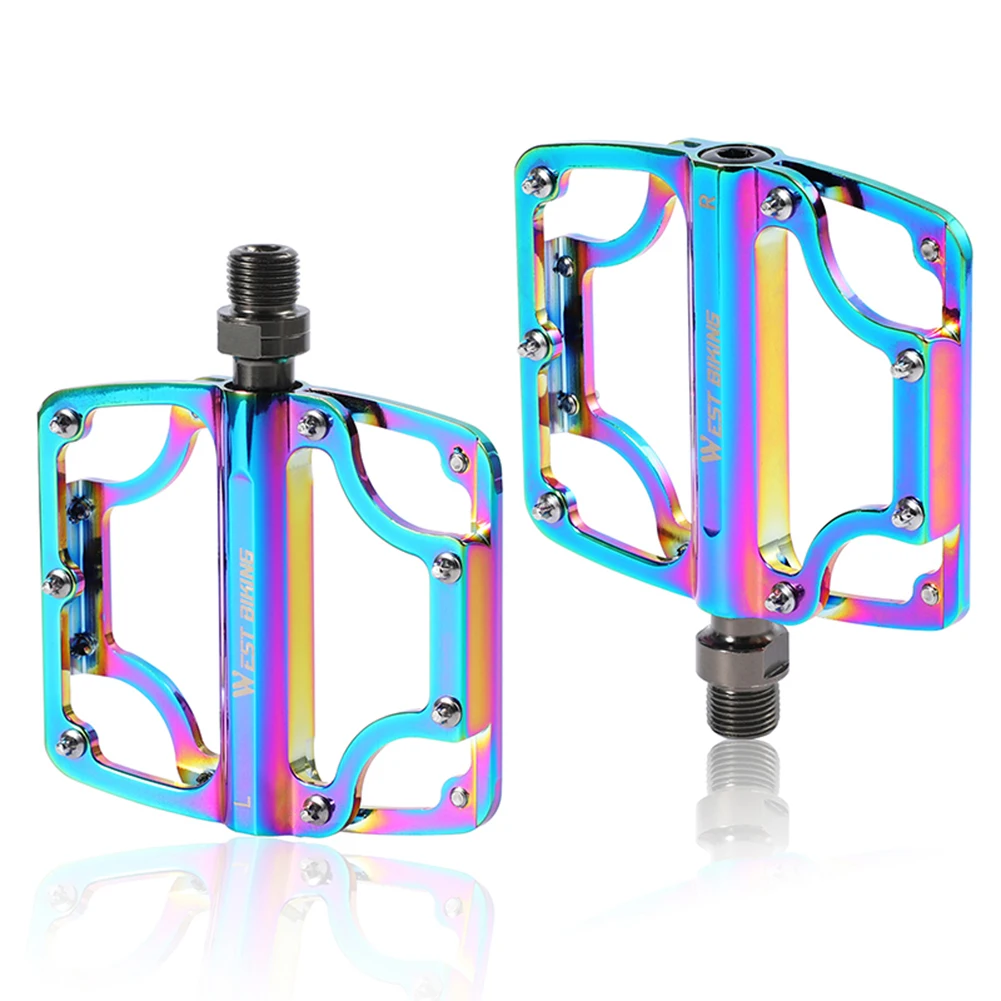 

WEST BIKING Bicycle Pedals Ultralight Anti-Skid Bearing Road MTB Foot Pedal Colorful Mountain Bike Parts Cycling Accessories