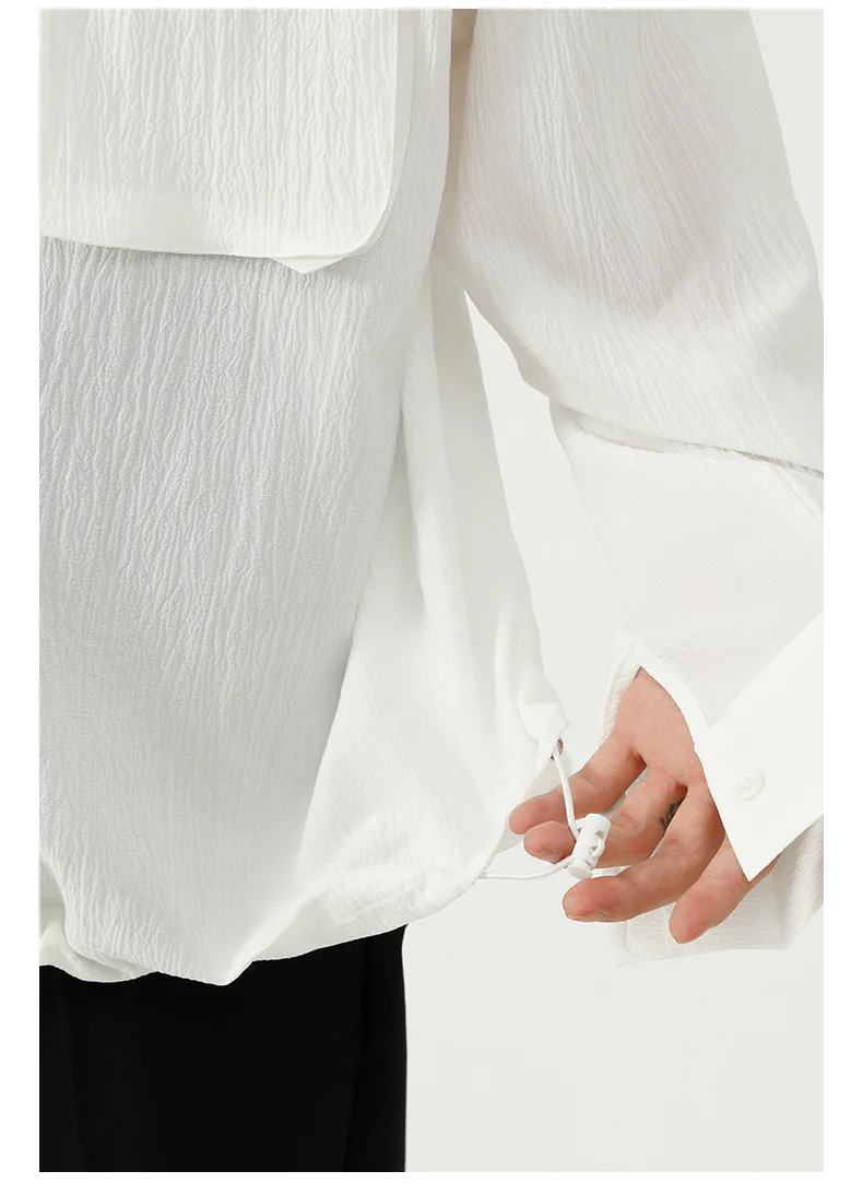 

Autumn New Korean Loose Zipper Pocket Shirt Jacket for Men Streetwear Casual Solid Color Thin Coat Male Outerwear