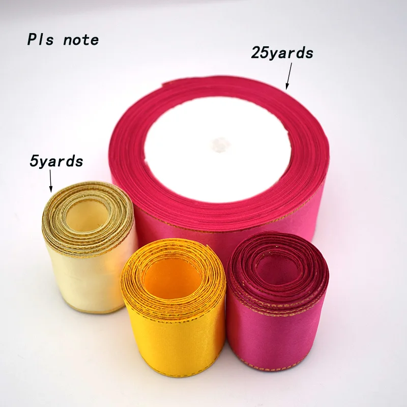 Упаковочная веревка для рождества 5 ярдов 40 мм с золотыми краями сатиновая