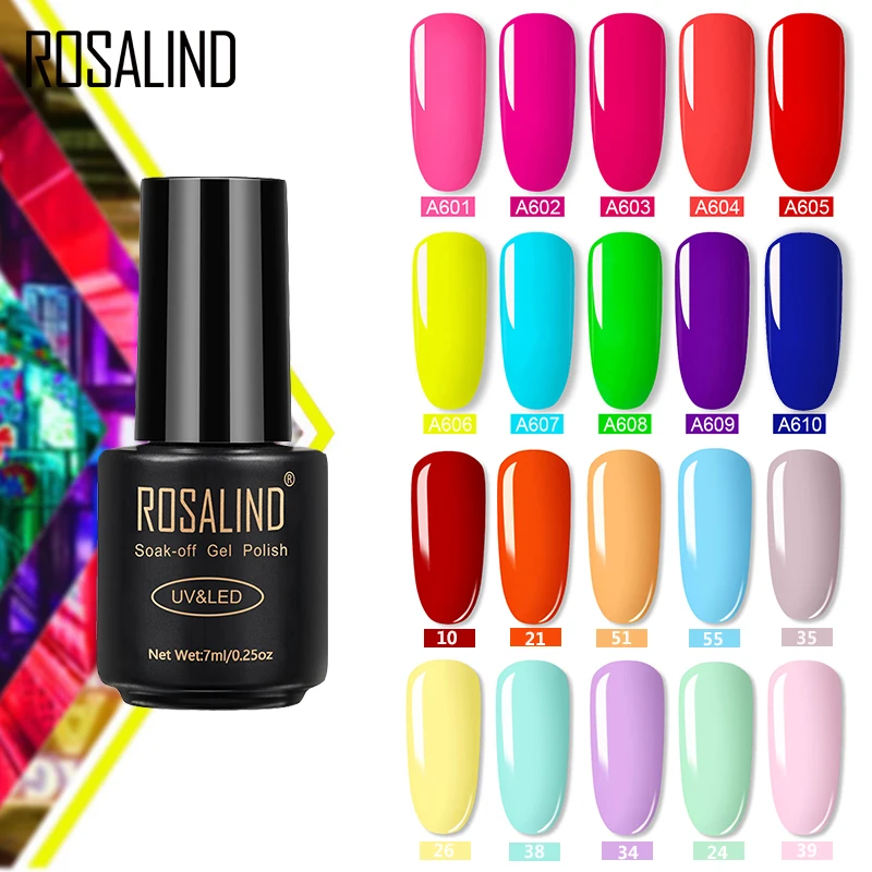 Неоновый Гель-лак для ногтей Rosalind гибридный яркий полуперманентный УФ-лак