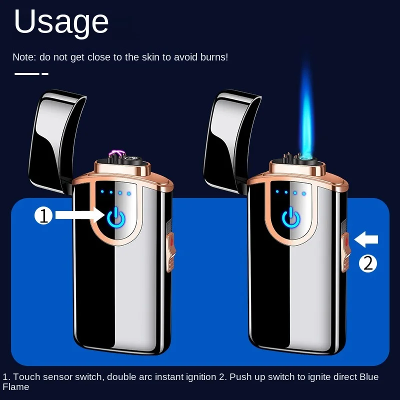 Зажигалка плазменная с двойной дугой защитой от ветра металлическая USB | Дом и сад