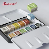 superior 12243648 colors solid watercolor paints set with paintbrush tin box watercolor set professional artist pigment