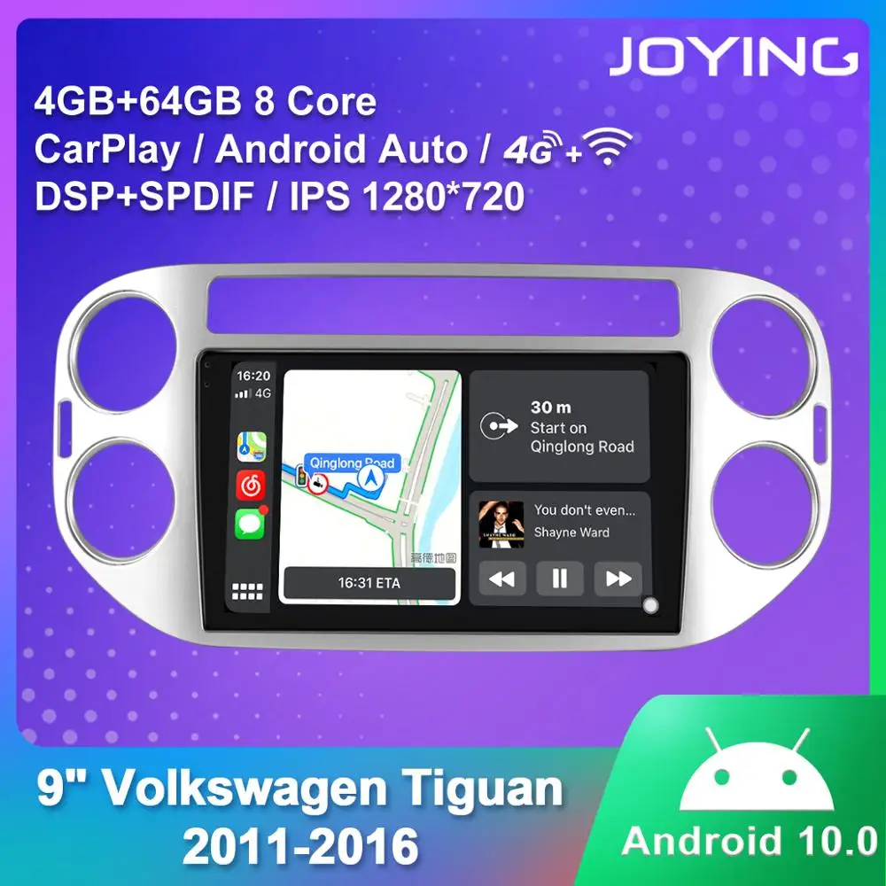 

JOYING Android 10.0 Car Radio player 4GB RAM head unit IPS 9 inch GPS navigation for Volkswagen Tiguan 2011-2016 multimedia DSP