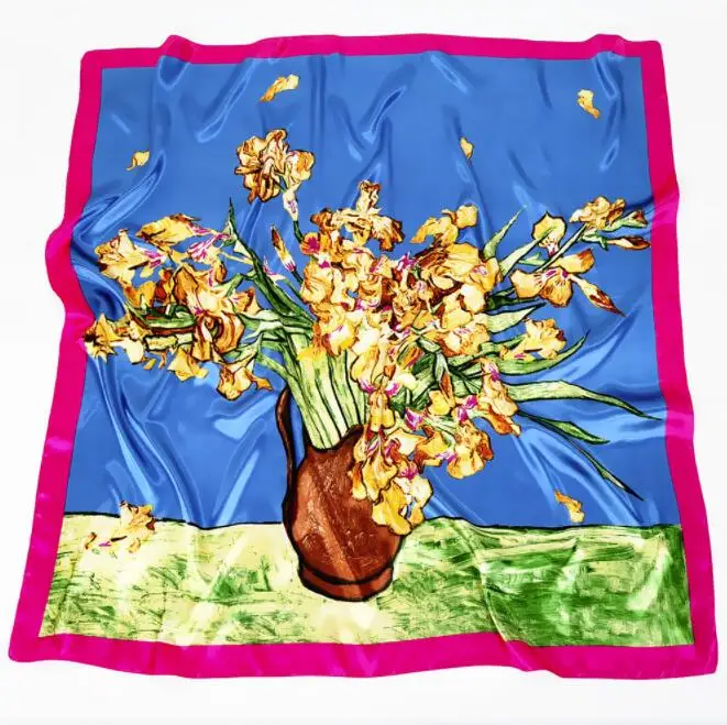 Новый дизайн 90*90 см квадратные шелковые шарфы женский платок головной шарф