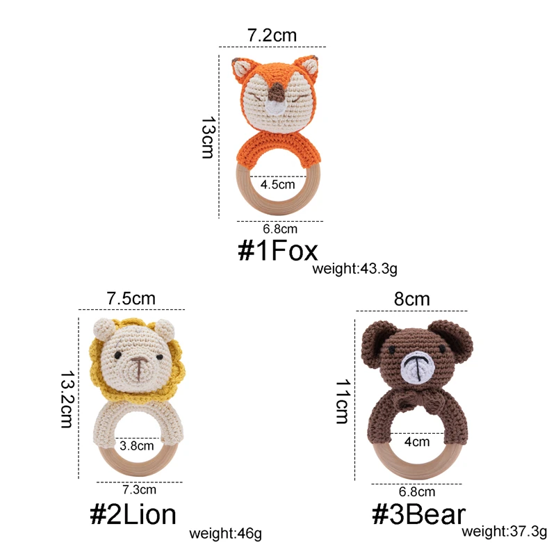 1PCS Newborn Baby Toys Wooden Teether Crochet Pattern Rattle Elephant Toy Amigurumi Rattles Gifts | Игрушки и хобби
