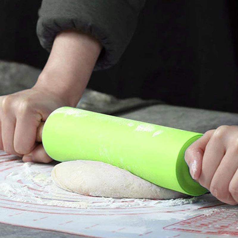 Baking Set Silicone Basting Mat with Rolling Pin for Cookie Chapati Fondant Dough Pastry Pizza Pie Crust | Дом и сад