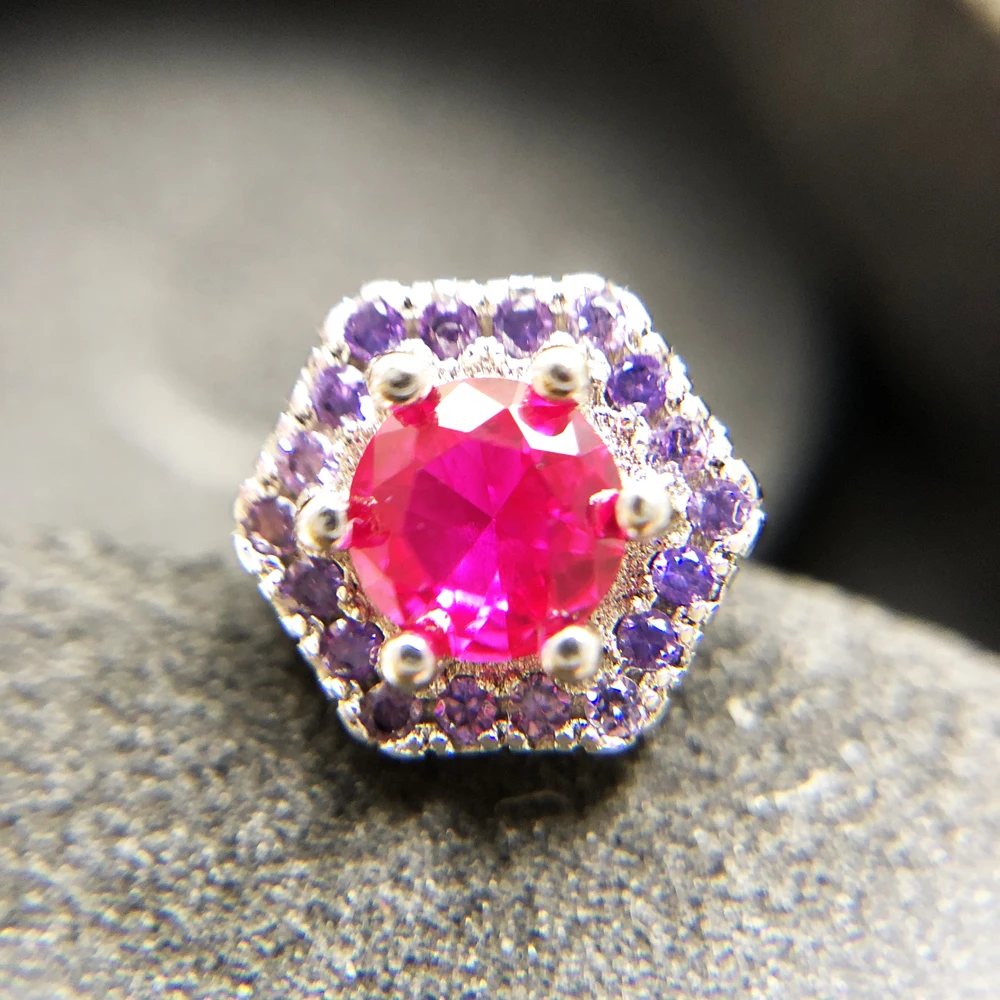 

Hexagon Red Studs Earrings,Europe Style Fashion Good Jewerly For Women,2020 Elegant Handcrafted Gift In 925 Sterling Silver