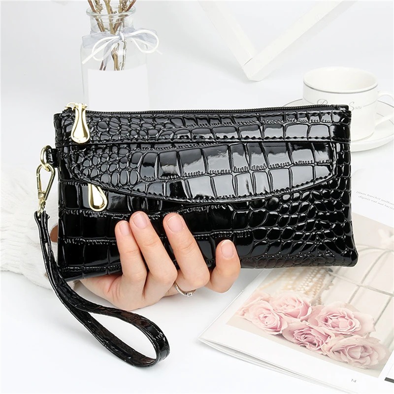 

Women Clutch Bag Female Casual Shiny Wallet High Quality Moblie Phone Coin Purse Zipper Large Capacity Luxury Wallet For Ladies
