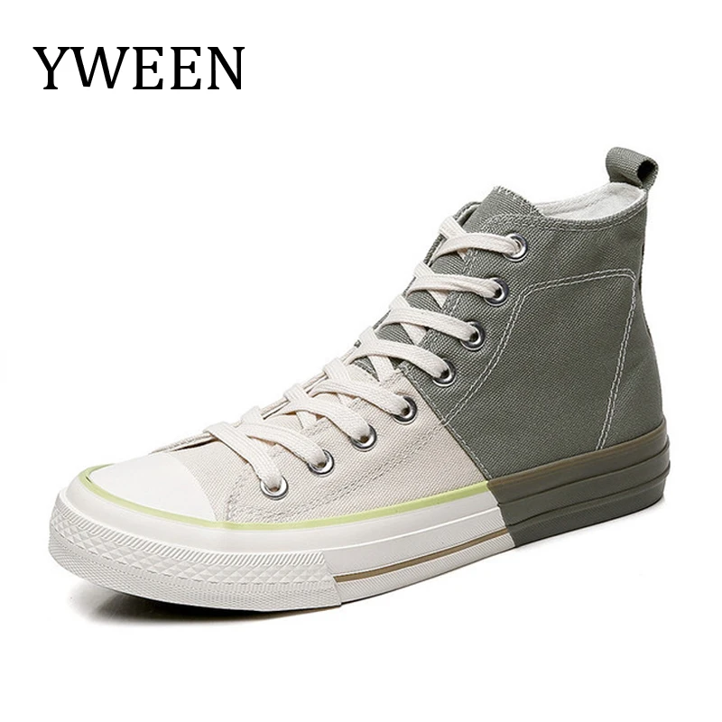 

YWEEN Fashion Canvas Sneakers For Men Classic Lace-up Mixed Colors Spring Autumn Vulcanized High Top Casual Shoes Men