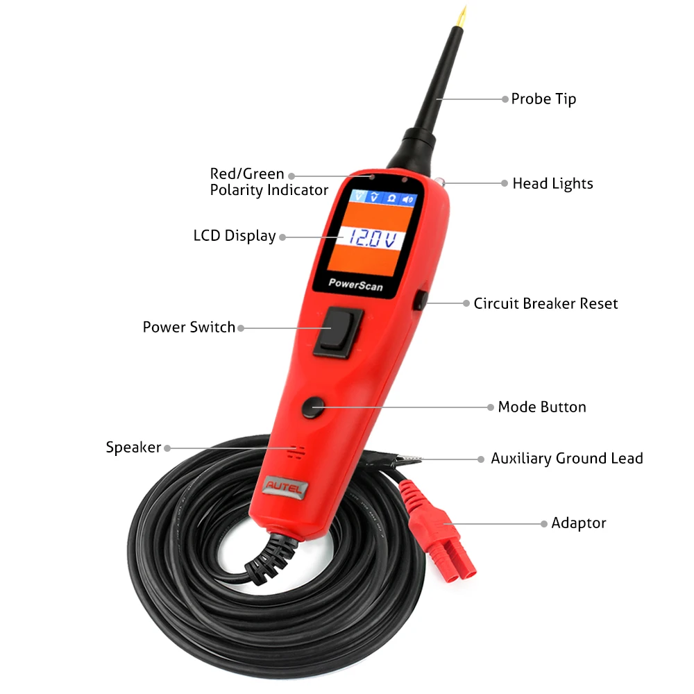Autel PS100 PowerScan электрическая система диагностический инструмент схема AVOmeter тестер