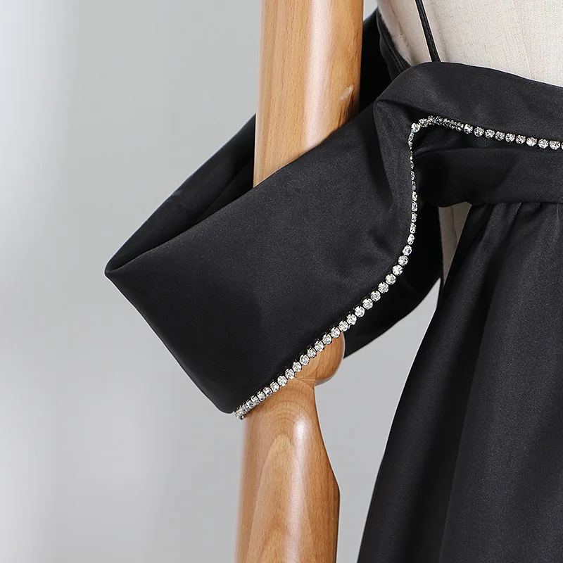 

2020 New Summer Black Beading Dress Women Vestidos Sexy Slash Neck Hollow out Club Dress Celebrity Evening Party Dress