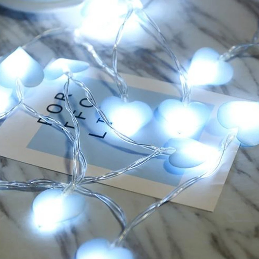 

New Year Decoration 1.5m Led Wedding String Lights Warm White Love Heart Shape Three Color Festival Supply Street Garland Lamps