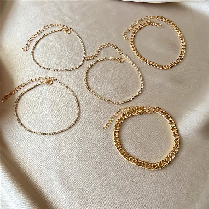 Модные многослойные браслеты на щиколотку из кубинской цепи для женщин браслет в